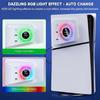 Ventilador de resfriamento RGB com tampa de placa para PS5 Slim Digital/Disc, velocidade automática ajustável por sensor de temperatura, 3 velocidades de ventilador, manual e hubs USB3.0, sistema de resfriamento