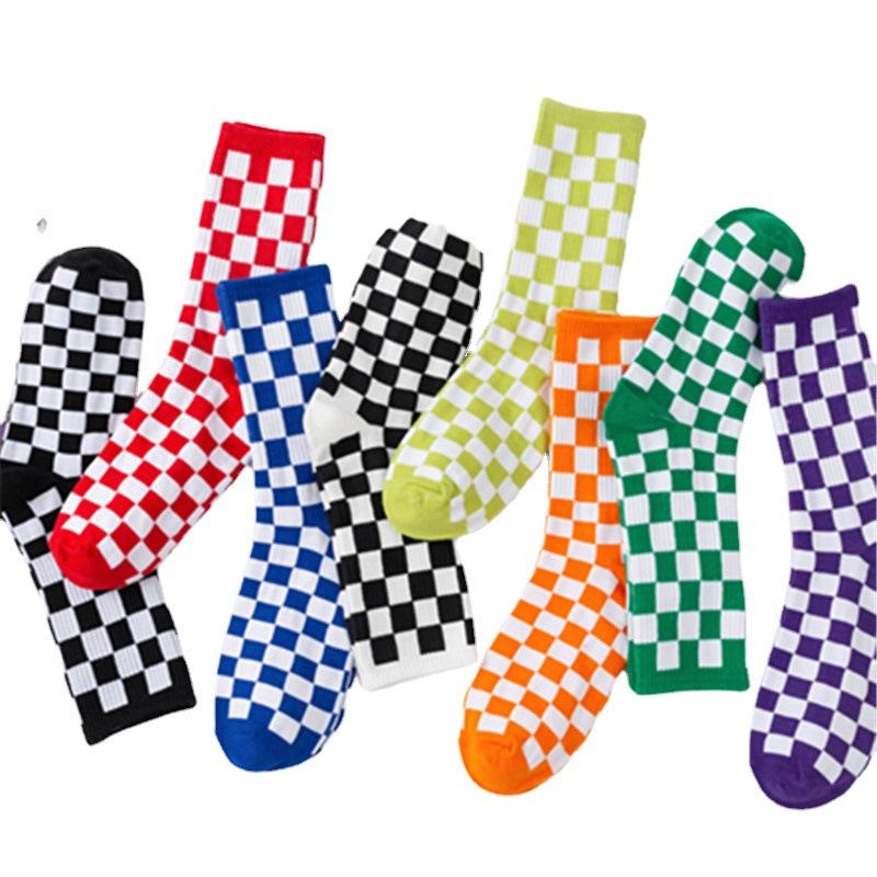 5 Pairs Pairs of Autumn and Winter Plaid Socks Women's Mid-tube Men's and Women's Matching Stockings