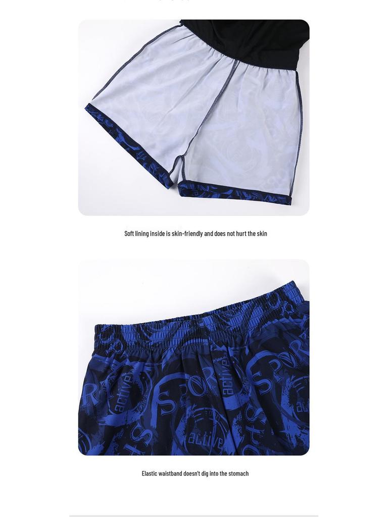 Boys' High-Elastic Quick-Dry Swimsuit Set - Anti-Embarrassment, Two-Piece Beachwear for Tweens and Teens