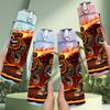 1PC Lava Fire Armored Monster Pattern 750ml Color Plastic Sports Water Bottle Leakproof Flip Straw Lid Suitable for Sports Office Home Use