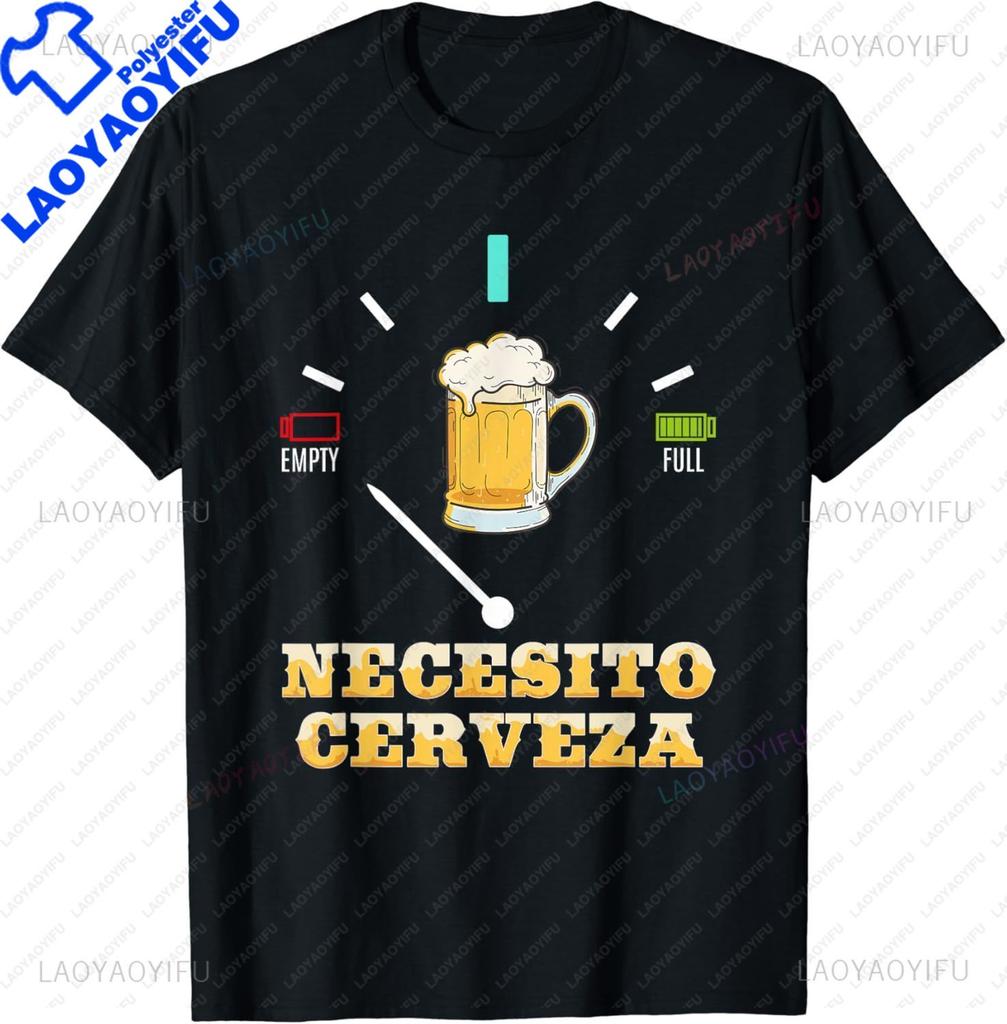 NECESITO Cerveza Funny Alcohol Beer Drinking Spanish ShortSleeve Unisex TShirt Graphic T Shirts Unisex Clothing Streetwear