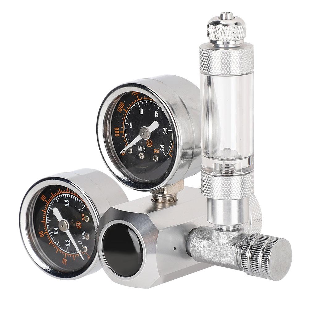 CO2 Regulator Aquarium Dual Gauge Display with Bubble Counter and Check Valve