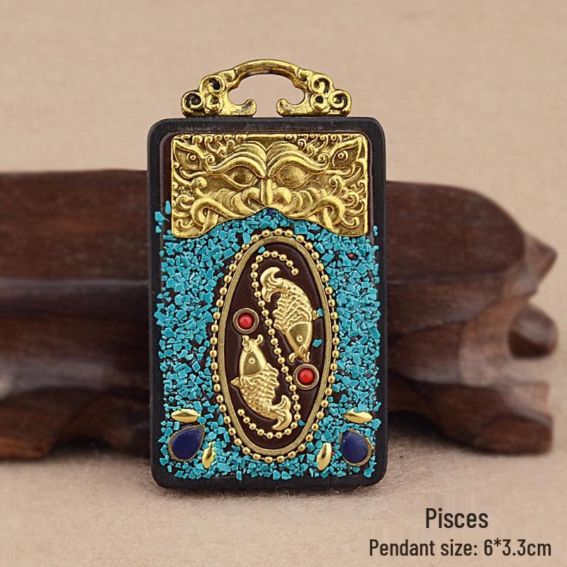 Ebony Tangka Necklace with Ethnic Na Fu Pendant - Buddha Amulet for Men & Women