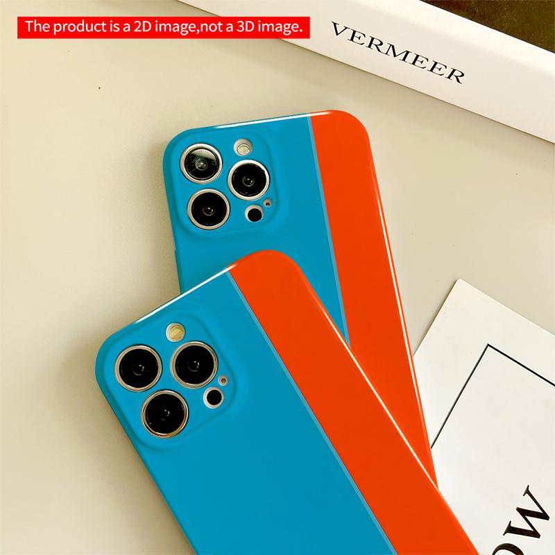 2DFlat Black Cat Peeking at Blue-Orange Wall All inclusive film hard iPhone case, compatible with iPhone 18 Pro Max 17 16 15 14 13 12 11