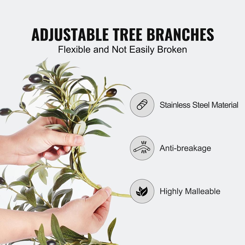 Artificial Olive Tree, 1.5 m Tall Faux Plant, Secure PE Material & Anti-Tip Tilt Protection Low-Maintenance Plant, Lifelike Green Fake Potted Tree for