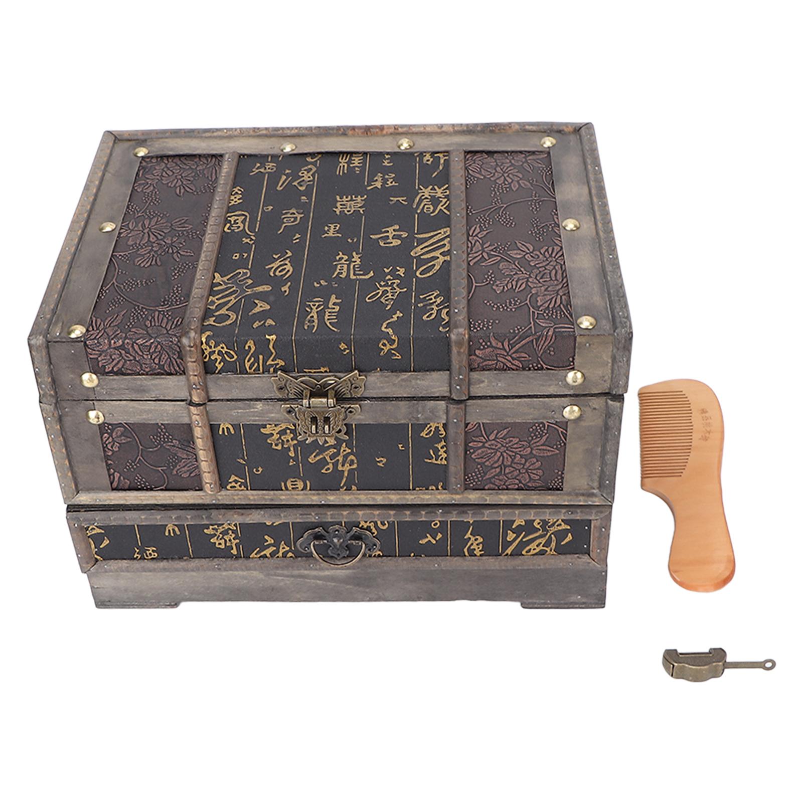 

Ретро шкатулка для драгоценностей Классический китайский стиль Деревянная шкатулка для сокровищ на память с зеркалом для ювелирных изделий Stora