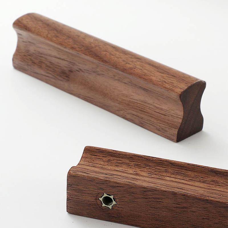 Drawer Knobs Kitchen Cabinets Pulls Long Handles Walnut Wooden Furniture Handle Cabinets and Drawers Dresser Knobs Wardrobe Pull