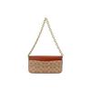 Coach Signature Canvas Leather Shoulder Bag With Gold Chain Strap CP131-B4NQ4