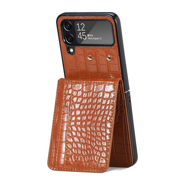 Stand Folding Leather Cell Phone Case For Samsung Galaxy Z Flip4 5g Flip 4 Zflip4 Anti -Drop Card Slot Cover For Samsung Z Flip4