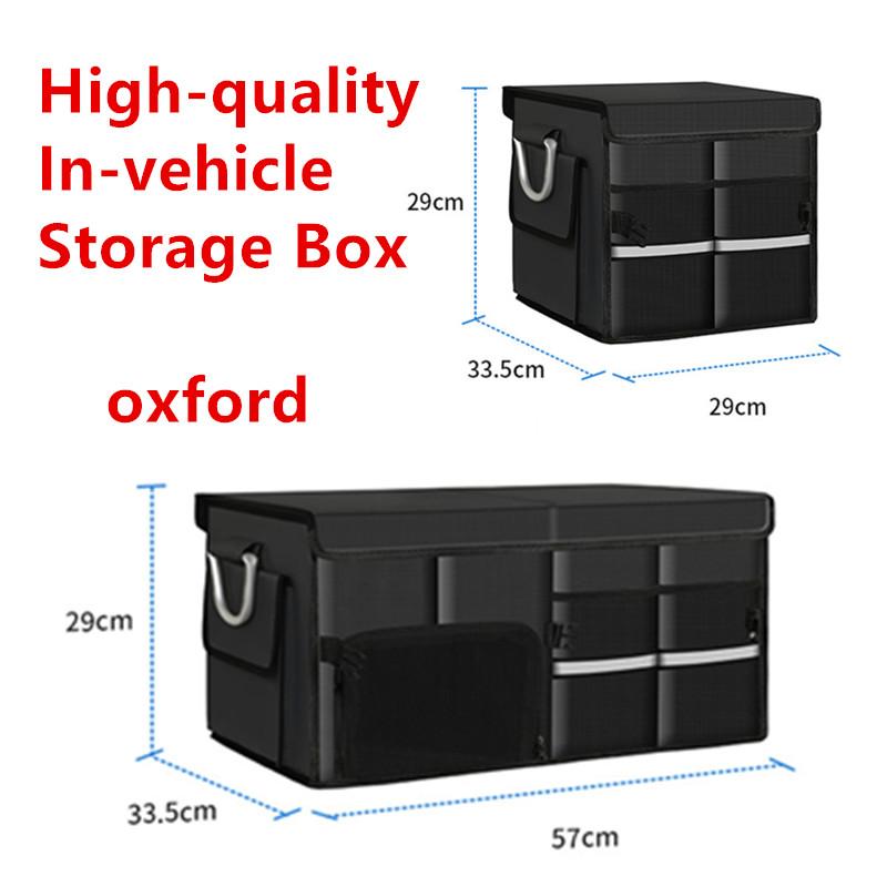 HQ Large Capacity Foldable Car Trunk Storage Box Oxford Cloth w/ Reflective Tape Sturdy Organizer for Car Camping Storage Bag