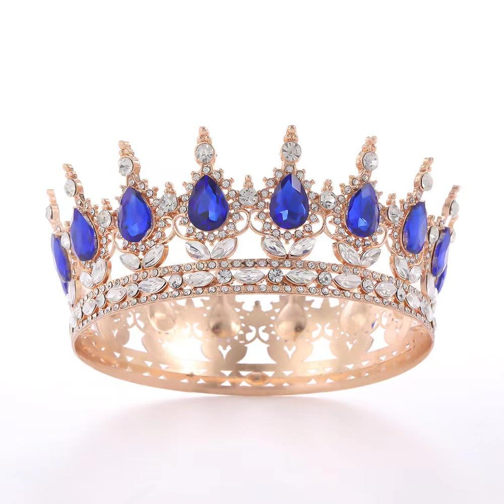 New Baroque Bride's Crown Headwear Beauty Queen's Performance Crown Luxurious Lady's Full Round Crown