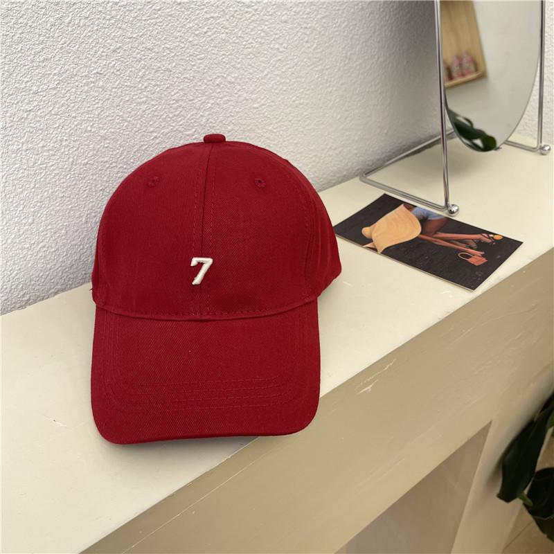 Korean Style Number 7 Embroidery Deep Top Baseball Cap With Wide Brim For Sun Protection And Breathability