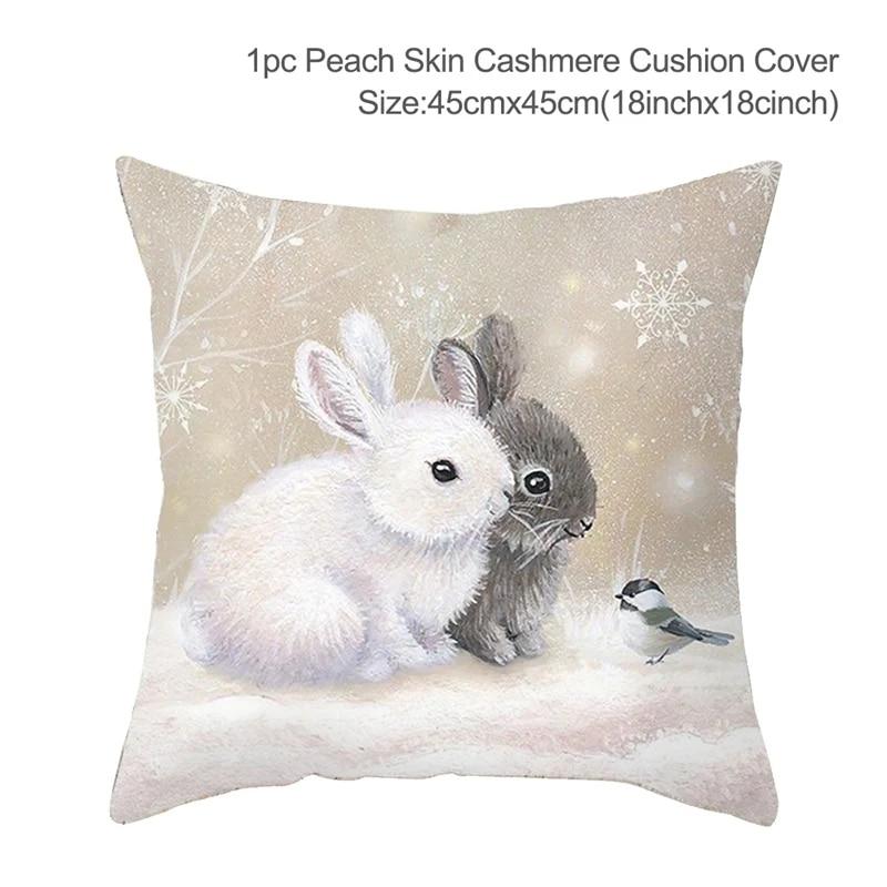 Santa Claus Christmas Tree Snow Scene Snowman Animal Deer Rabbit Bird Fox Sofa Seat Bedroom Car Office Decoration Pillowcase