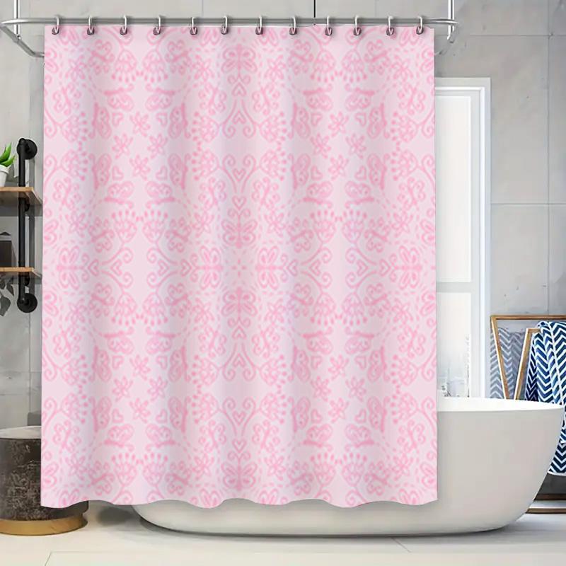 

Pink Pattern Shower Curtain Home Decor Bath Liner Waterproof Bathroom Accessories Decoration For Kids Girls Room Pink 70X84 Inch W60H190(CM)-1 Pcs