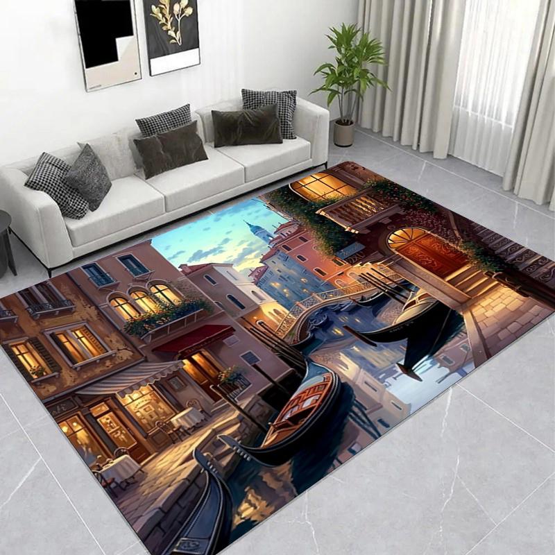 Wild Horses Ocean Wave Area Rug, Dramatic Sunset Living Room Carpet, Non-Slip Soft Floor Mat for Nature Lover