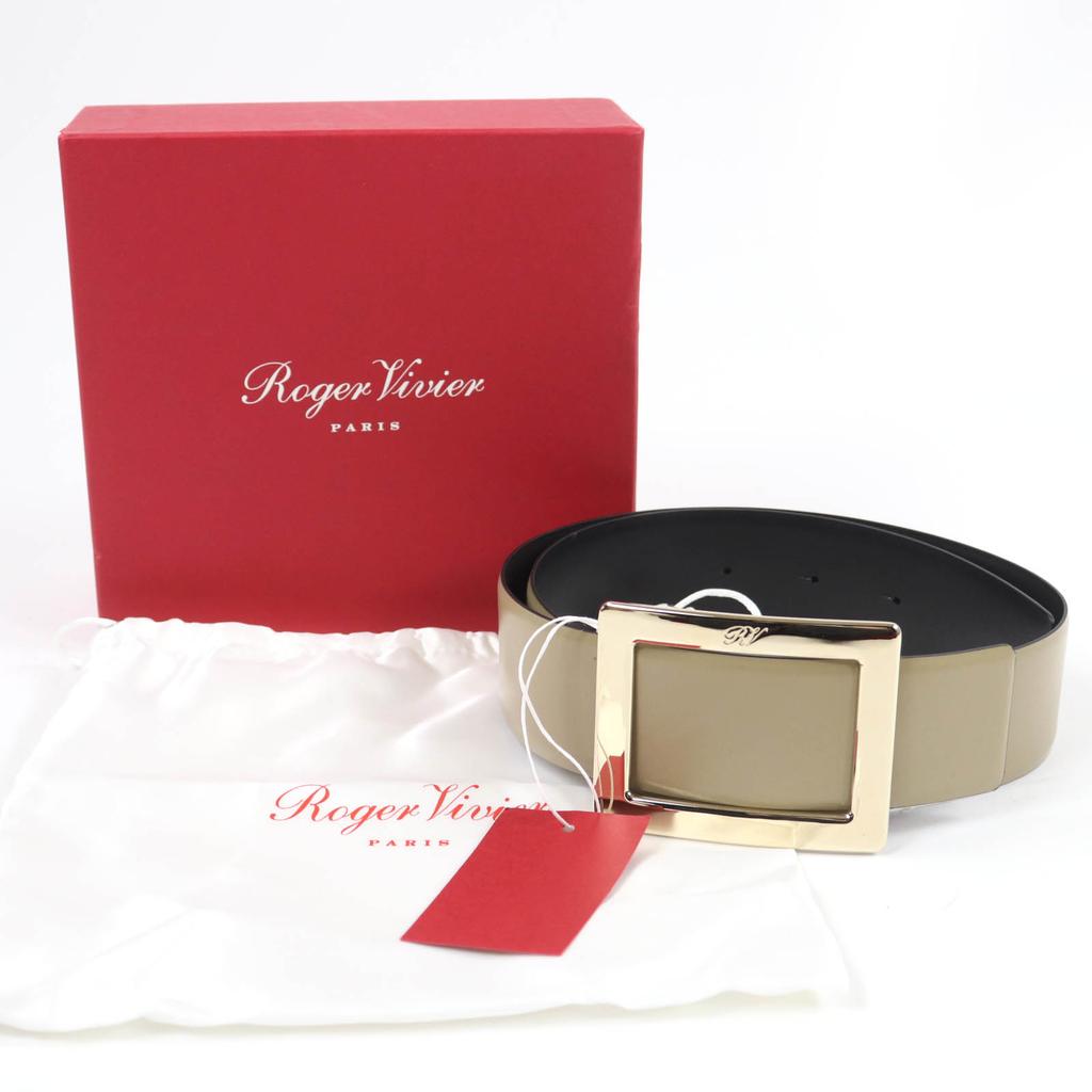 Excellent ROGER VIVIER belt logo buckle leather beige leather Women Used