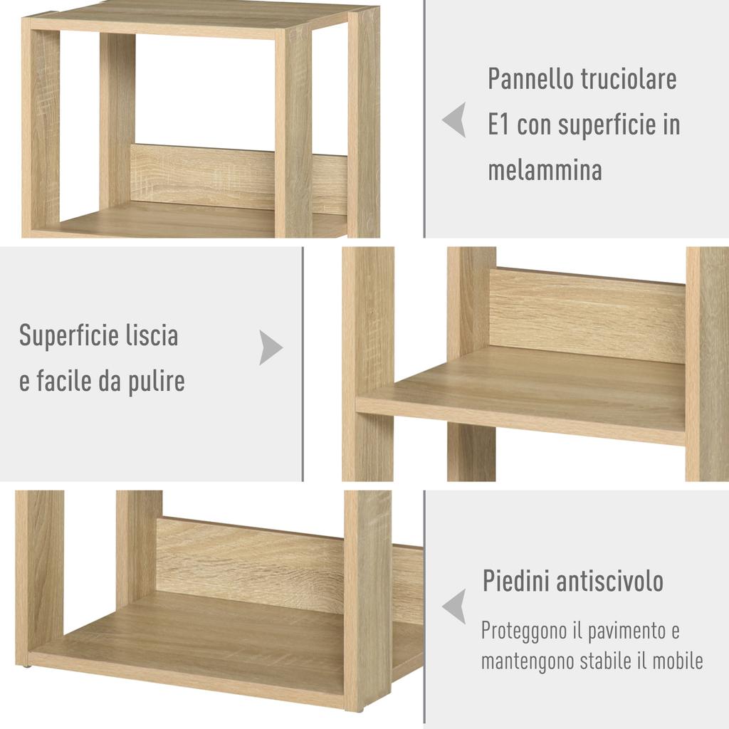 Wooden Wall Bookcase Shelf with 3 Shelves, Anti-Tipping, Anti-Slip Feet, 40x29.2x87.9cm