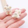 Flocked Resin Bear Pendant Figurine - Cute Accessory for Phone Chain, Keychain, or Backpack.