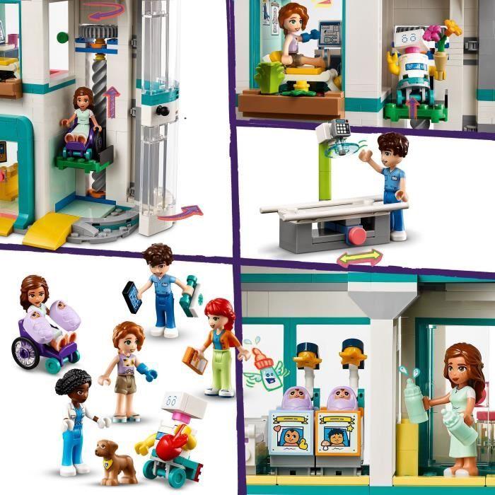 Lego® 42621 friends l’hôpital de heartlake city, jouet avec hélicoptère et figurines incluant autumn et un chien