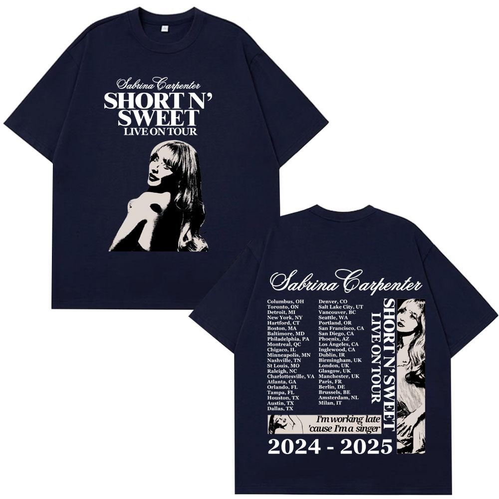 Sabrina Carpenter Short N Sweet Tour 2025 T Shirt Men Women Loose Casual Fashion Cotton Tees Oversized Harajuku Street Tshirt