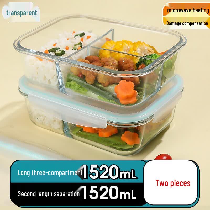 Qiwei Large Capacity Glass Microwave Lunch Box