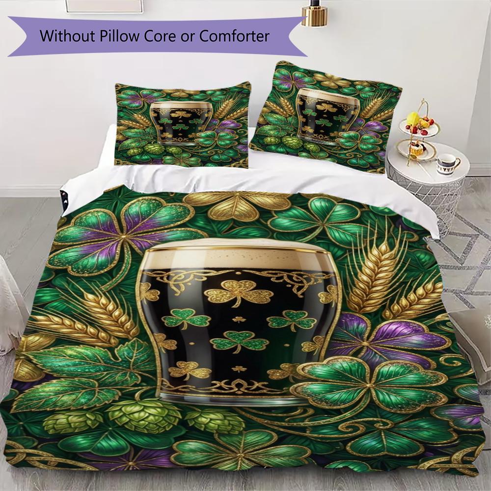 

St.Patrick s Day Pattern Bedding uilt Set uilt Cover Pillowcase Home Decoration Birthday Gift (1 * duvet cover + 2 * pillowcase without core)81 135x200cm