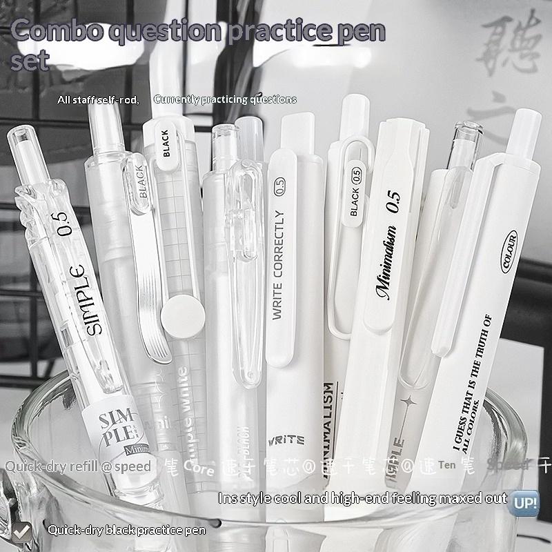 5Pcs Retractable Gel Pen Korean Fashion Simplicity Transparent Writing Pen Quick Drying St/Cs Tip 0.5Mm Black Ink Scrapbook Pen