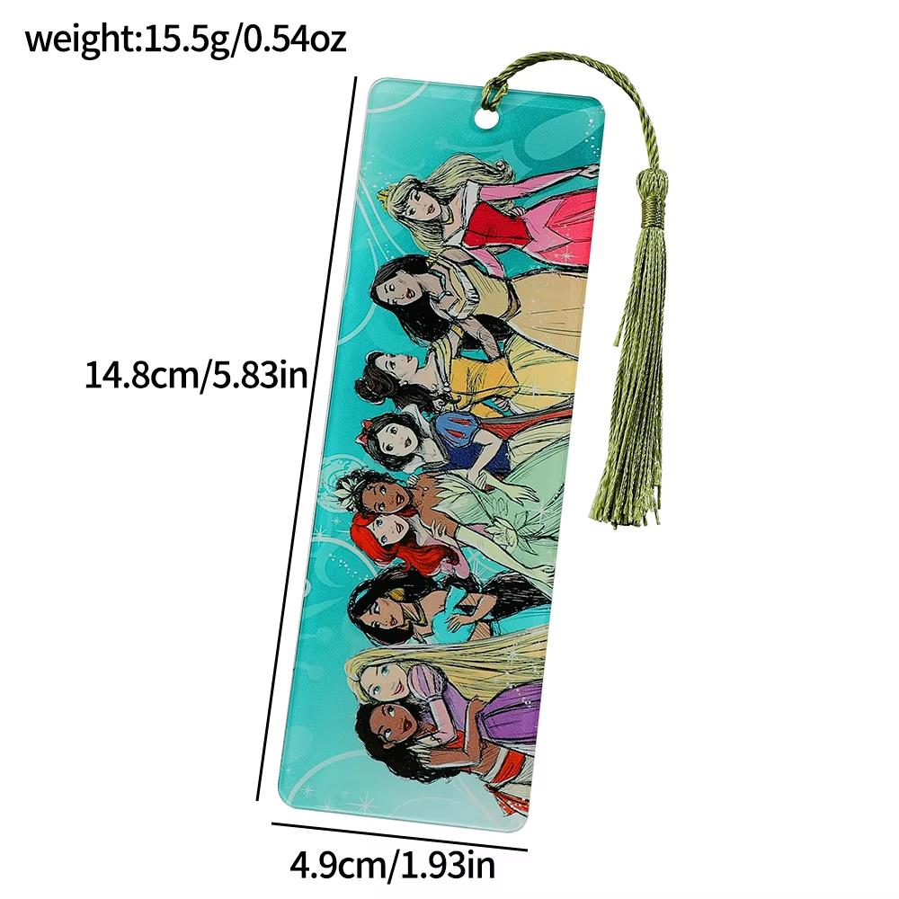 MINISO Acrylic Tassels Cartoon Characters Bookmark Princess Theme Cartoon Reading Bookmark Page Mark Stationery for Students Teachers