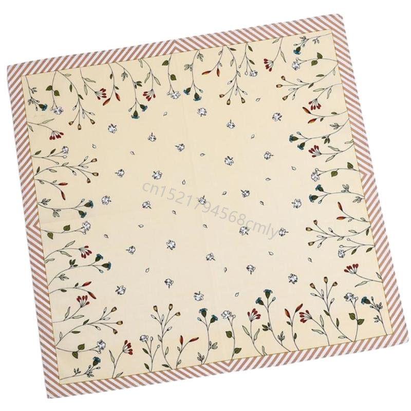 1PC Cotton Women Handkerchief Hanky Kerchiefs Square Printing Flowers Hankies 6XDE