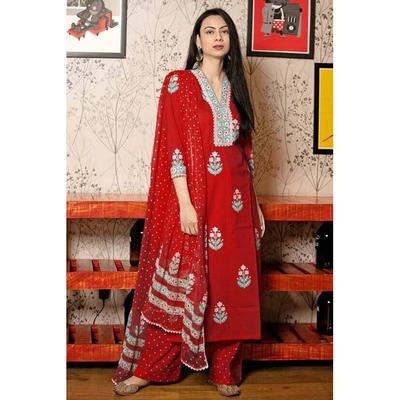 Damen Bollywood Party Wear Kurti Designer Oberteil Tunika Kurta Hose Dupatta Set Kleid VF-20132