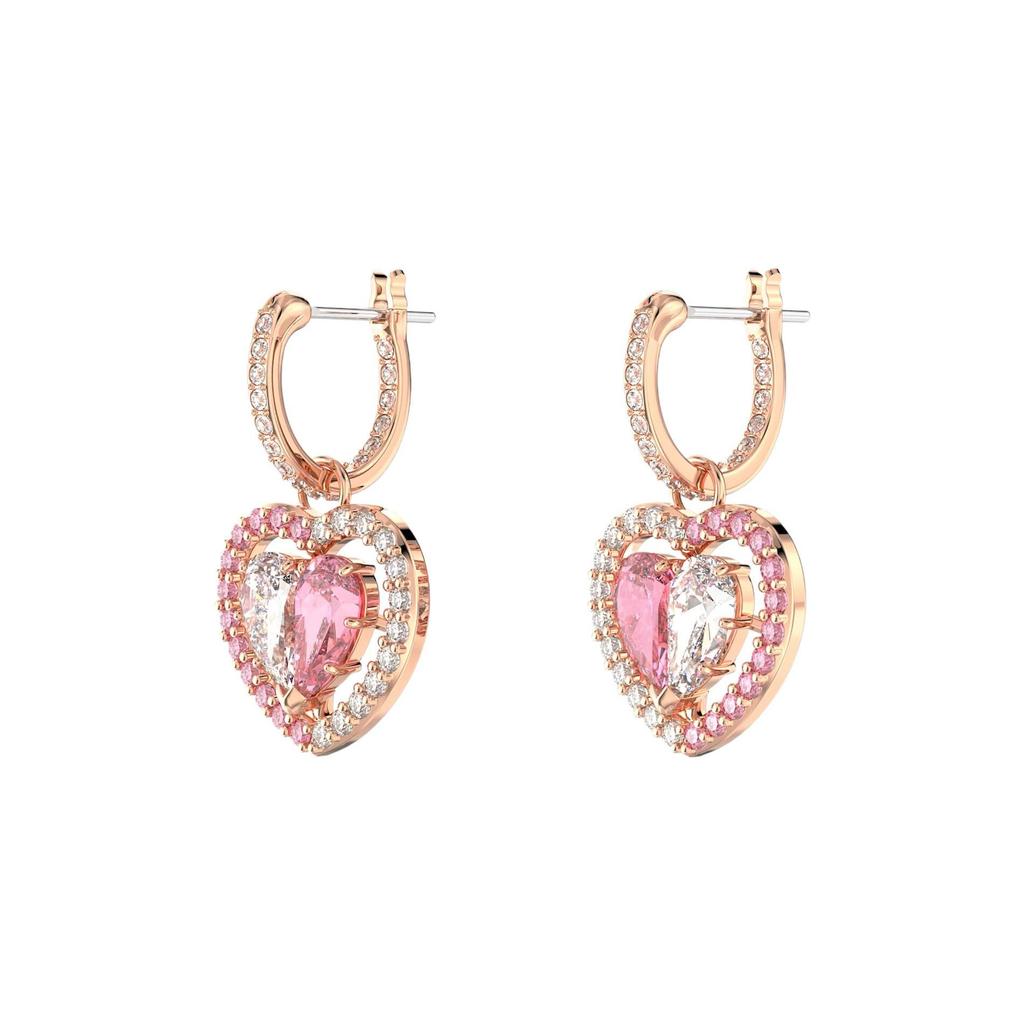Swarovski Gema Symmetrical Heart-Shaped Water Drop Earrings Women Earrings Rose-Gold 5653010