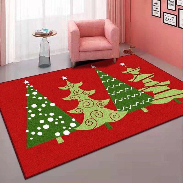 Santa Claus Pattern Carpet Modern Style Living Room Large -Scale Decorative CushionYear 'S Bedroom Festive Bedside Carpet