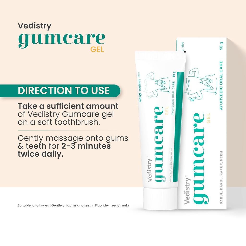 Vedistry Gumcare Gel Toothpaste 50 Gm X Pack of 3 for Natural Gum Strength, Oral Wellness & Sensitivity Protection