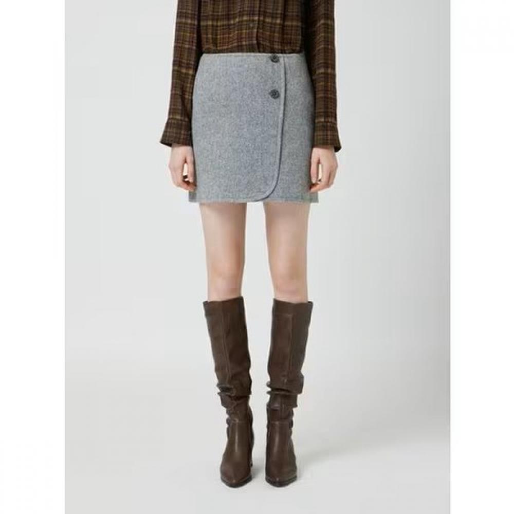 Cc Collect. Alpaca Blend Mini Skirt C254msd002 MELANGE GRAY/55