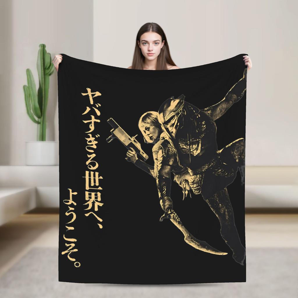 P-Predators Dek Yautja Badlands Fashion Blankets Warrior Movie Fuzzy Throw Fashion Blanket Bed Sofa Rug Piece Lightweight Bedspread Portable
