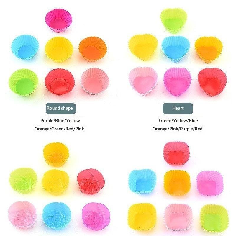 3Pcs Silicone Cupcake Mold Bakeware Cupcake Liner Reusable Muffin Baking Nonstick Moulds Kitchen Baking Accessories