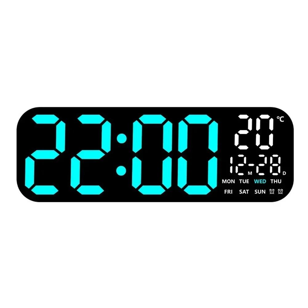 Temperature Display LED Wall Clock Living Room Decor LED Wall Clock With Remote Weekday Display Large LED Screen синий