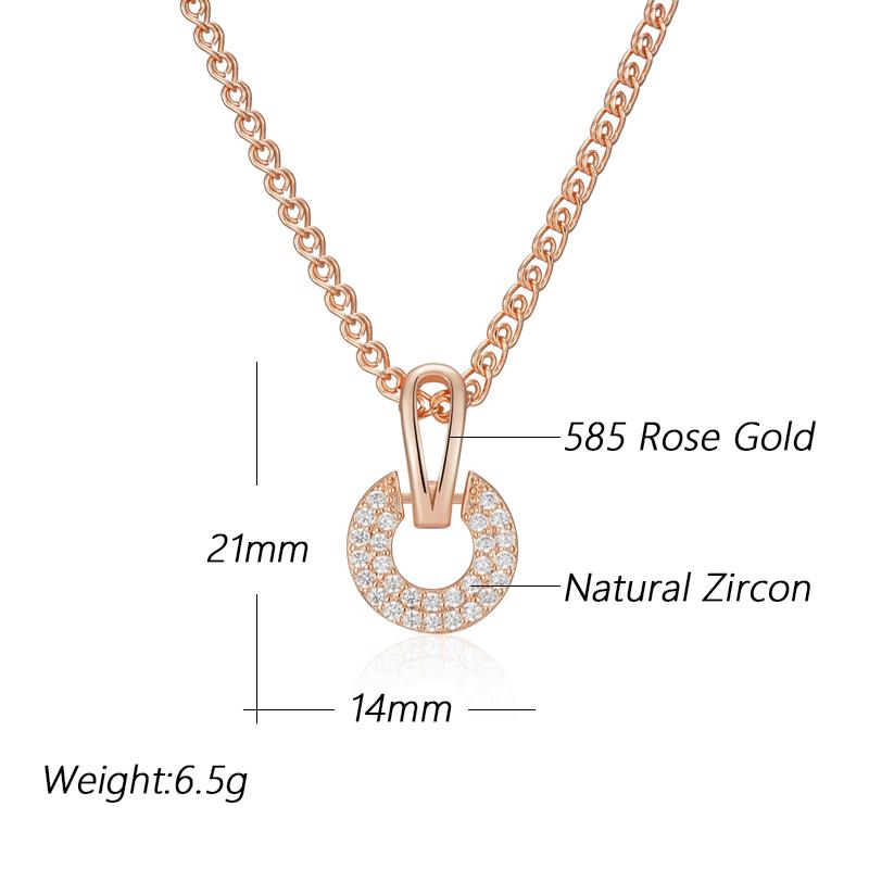 Luxury Full Shiny Natural Zircon Pendant Necklace For Women Unique Design  Rose Gold Color Bride Wedding Jewelry Gift
