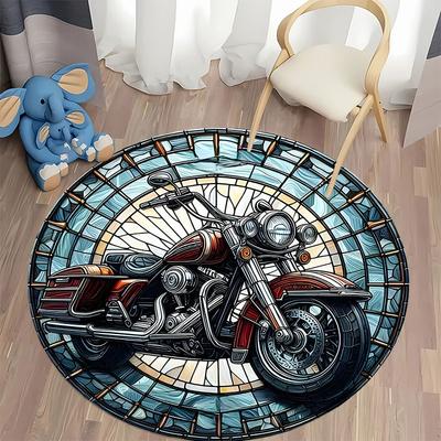 Runder Teppich im Motorrad-Design für Wohnzimmer, runder Teppich für Zuhause, Sofa, Schlafzimmer, Geschenk