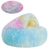 Fluffy Warming Cat Cave Bed Calming Dog Bed Semi-closed House  Donut Dog Cuddler Bed Machine Washable Round Pet Bed