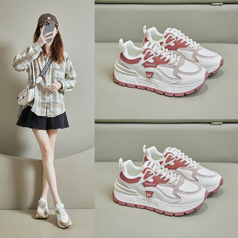 New Dad Shoes for Women's Spring Student Sports Running Shoes Casual Thick Sole Heightening