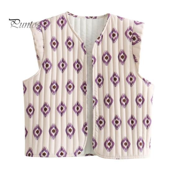 

Осенне-зимний женский жилет с принтом, однобортный, с V-образным вырезом, без рукавов, с подкладкой, толстый теплый жилет, повседневная одежда, пальто для поездок на работу S фиолетовый