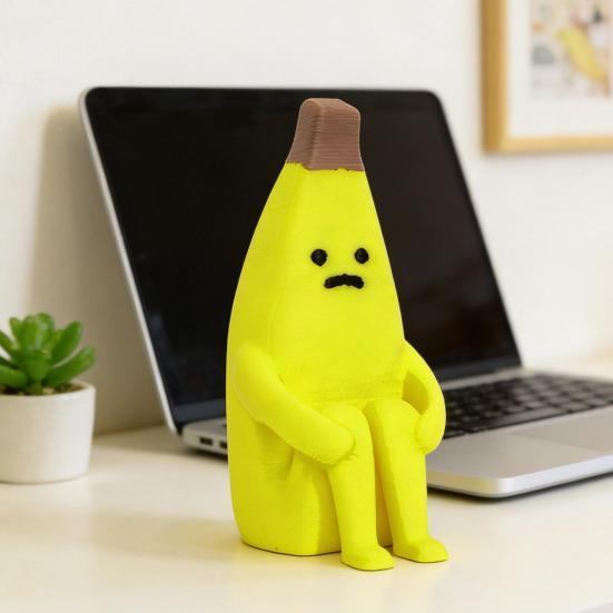 3D Printed Banana Man Figurine Funny Disappointed Banana Sculpture for Home Office Living Room Desktop Decor
