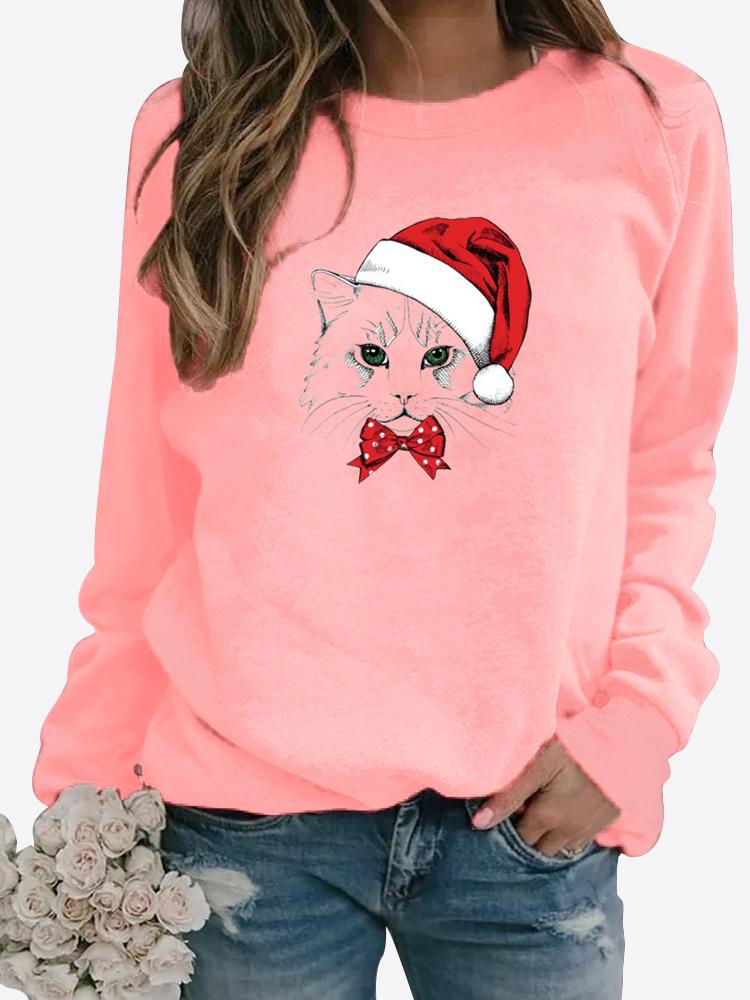 Ropa de otoño e invierno para mujer, sudadera informal estampada, Tops de manga larga, camiseta, jersey de cuello redondo, blusa