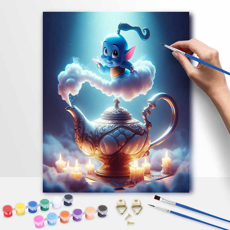 Disney Magic Genie Teapot DIY Oil Painting Kits Hand Painting Home Decor Craft Gift Ideas for Adults Wall Art Painting Canvas Set