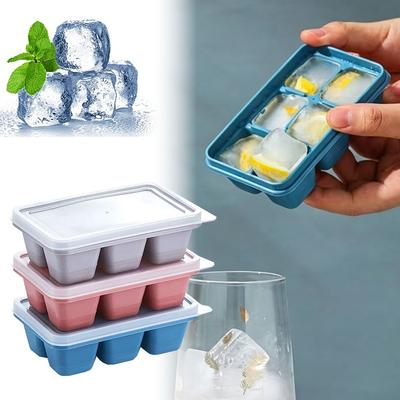 Mini Ice Cube Trays Easy Release Silicone Bottom Small Ice Cube Molds with Airtight Lid for Drink Freezer Cocktail Whiskey