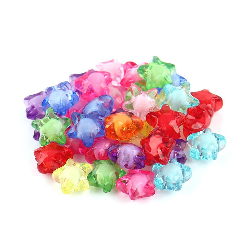 50pcs/Lot Acrylic Star Spaced Beads Round Beads For Jewelry Making DIY Kids Puzzle Handmade Charms Bracelet Earrings