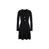 Solid Color V-Neck Button Long Sleeve Dress Women Dresses Black 6RYA1F-YMH6Z-11200