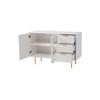 Armoire - MUVOE - 3 Tiroirs - 2 Portes Coulissantes - Blanc - Design Contemporain