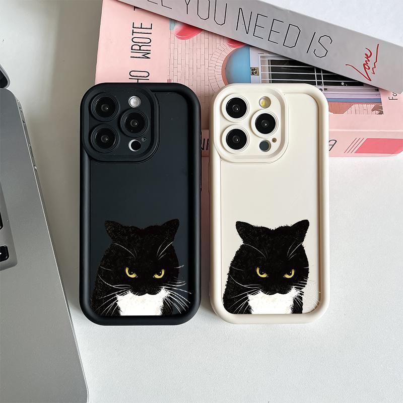 Etui na telefon komórkowy z wściekłym czarnym kotem, odpowiednie dla iPhone 17 16 15 14 13 12 11 Pro/ Max /Plus, odporne na upadki i wstrząsy